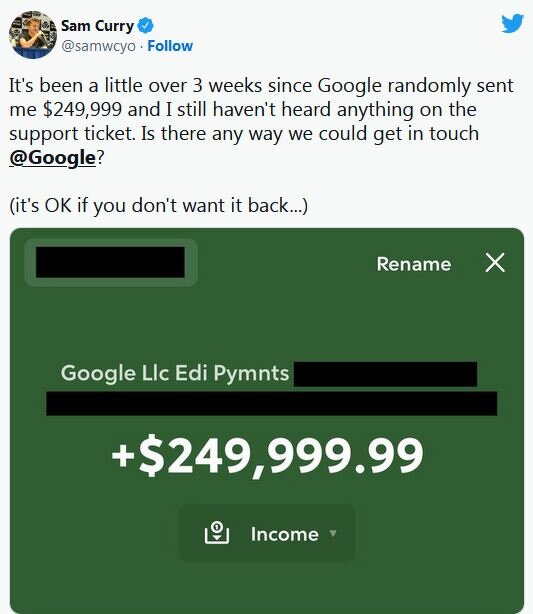 گوگل اشتباهی ۲۵۰ هزار دلار به یک بلاگر داد