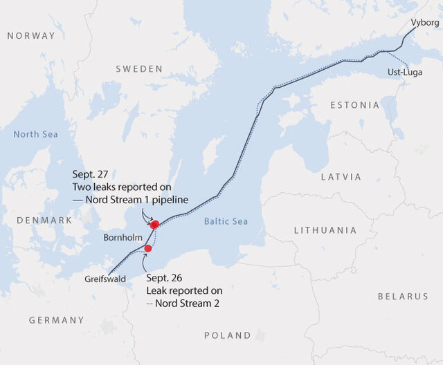 تحقیقات اروپا از انفجارهای عمدی خطوط لوله گاز روسیه
