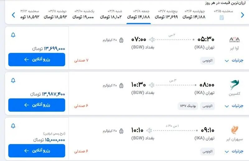 قیمت بلیط پروازهای عتبات عالیات؛ تهران نجف چند؟